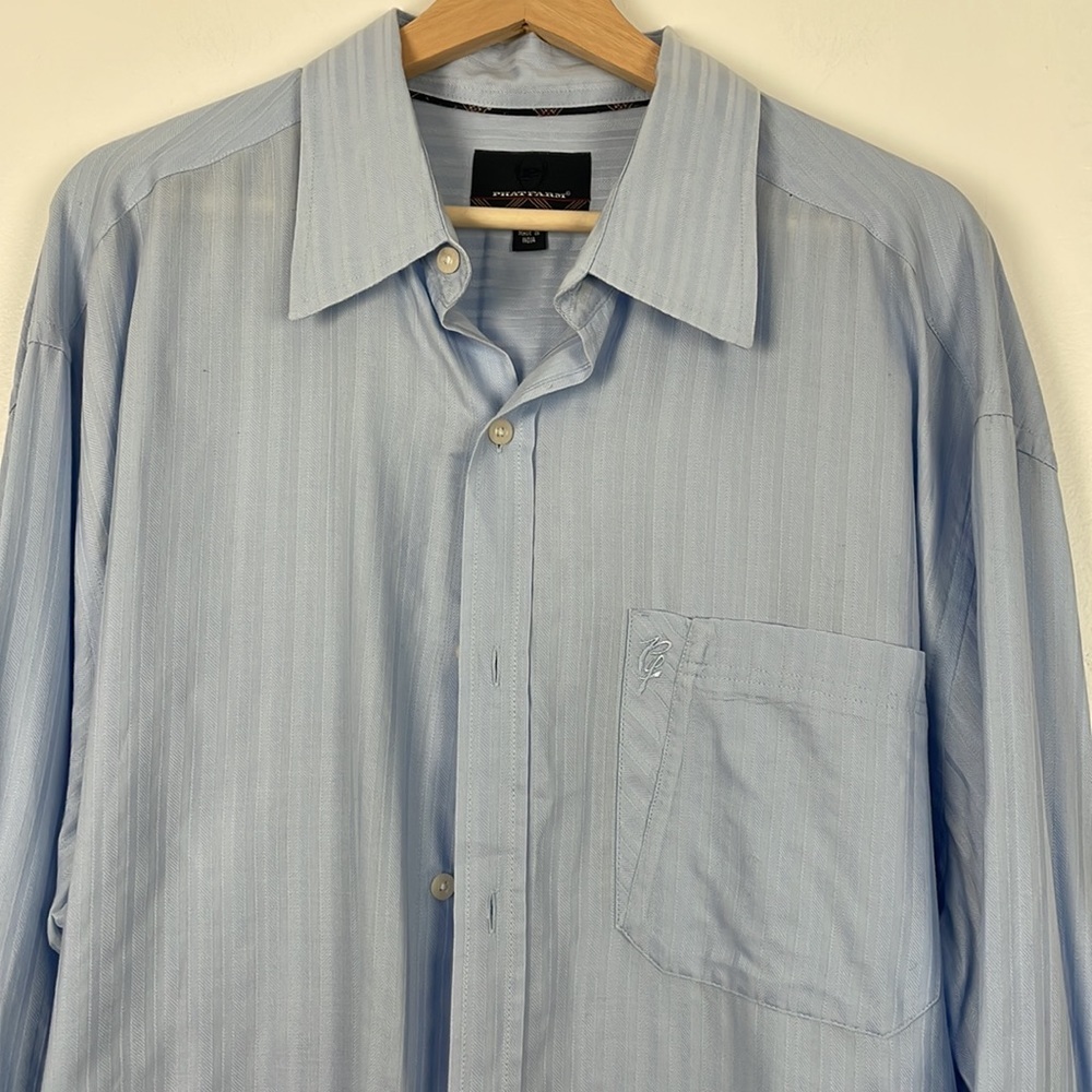 Phat Farm men's long sleeve button down 1 pocket  strip pattern shirt Size XLTG - Picture 3 of 7
